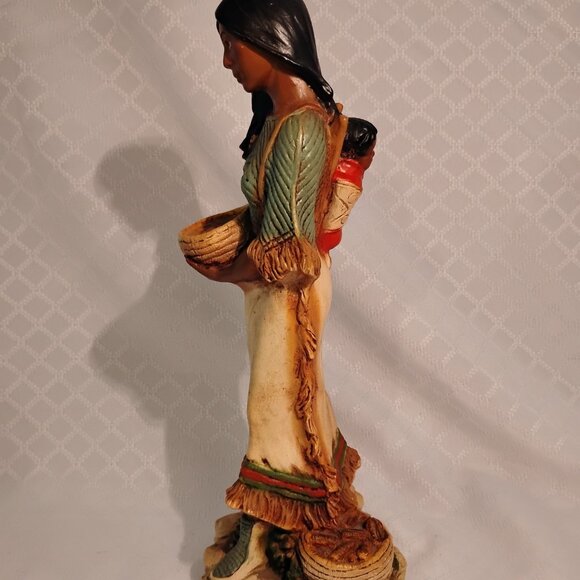 Vintage 1980s Homco Native American Woman W/Baby In Papoose - Picture 2 of 9